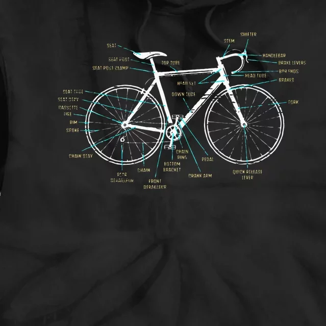 Bicycle Anatomy Road Bike Cycling Tie Dye Hoodie