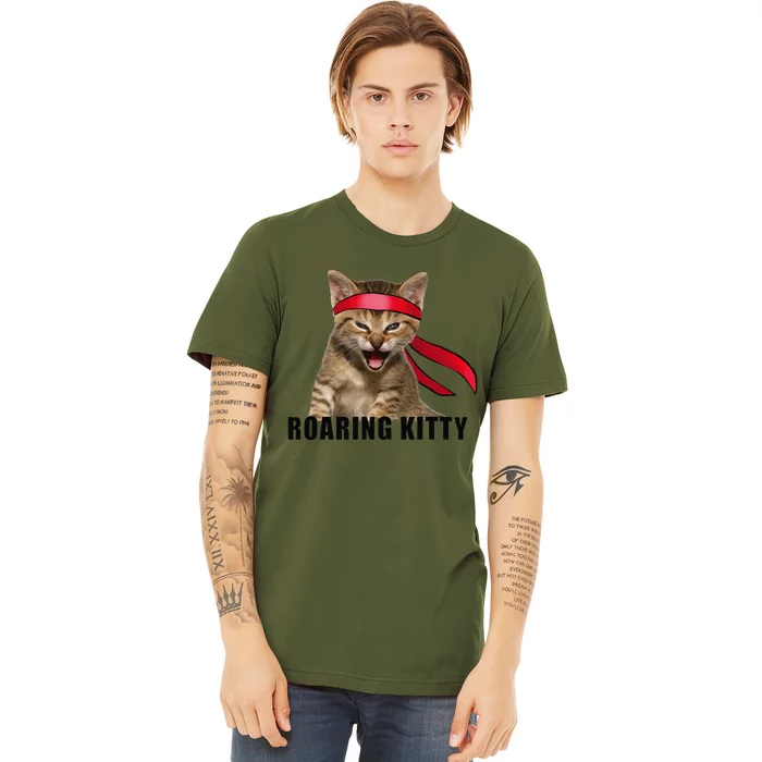 Be A Roaring Kitty Game The Stop Orange Bandana Meme Premium T-Shirt