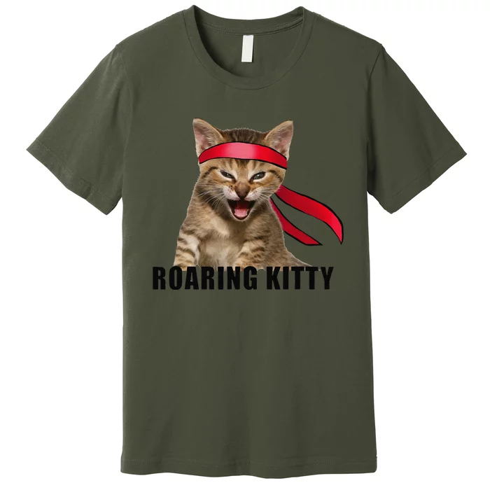 Be A Roaring Kitty Game The Stop Orange Bandana Meme Premium T-Shirt