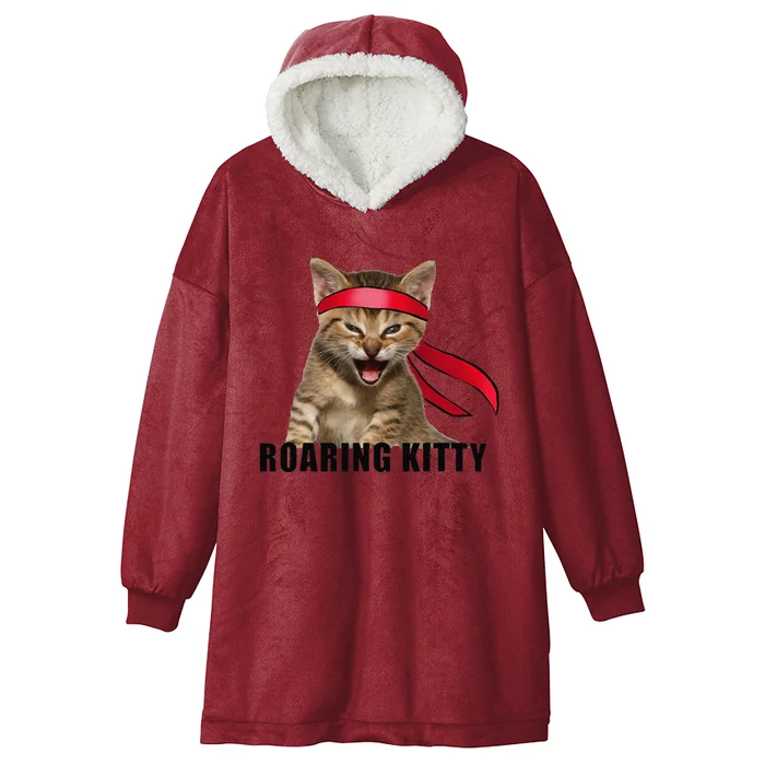 Be A Roaring Kitty Game The Stop Orange Bandana Meme Hooded Wearable Blanket