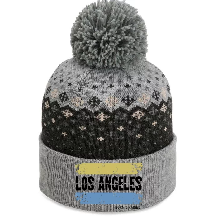 Born And Raised Los Angeles California The Baniff Cuffed Pom Beanie