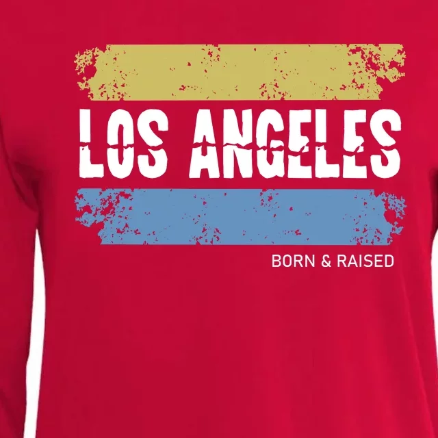 Born And Raised Los Angeles California Womens Cotton Relaxed Long Sleeve T-Shirt