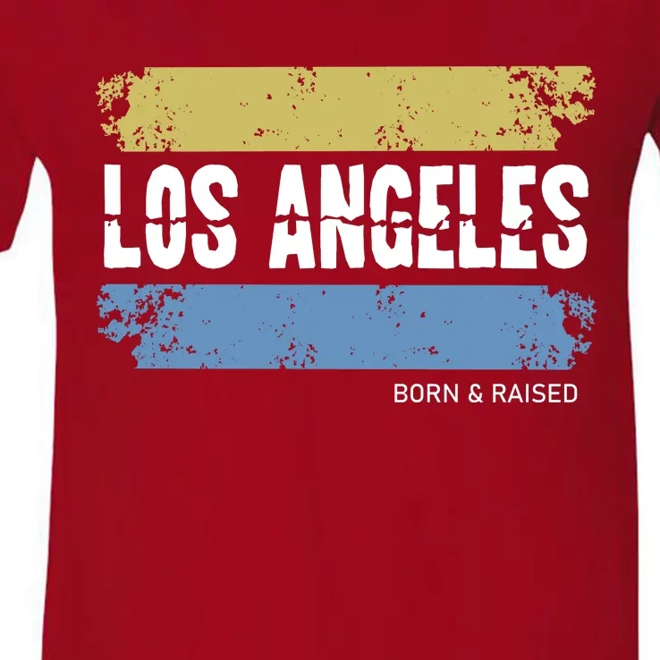 Born And Raised Los Angeles California V-Neck T-Shirt