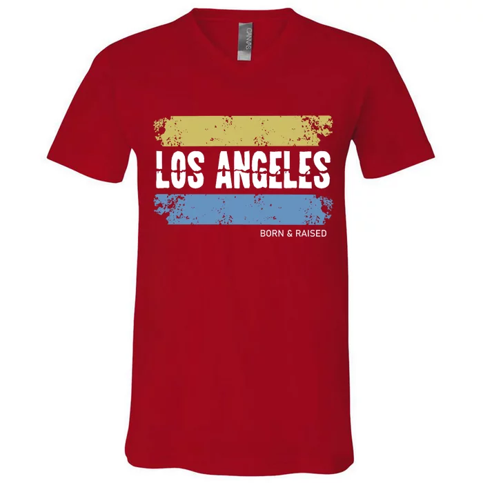 Born And Raised Los Angeles California V-Neck T-Shirt