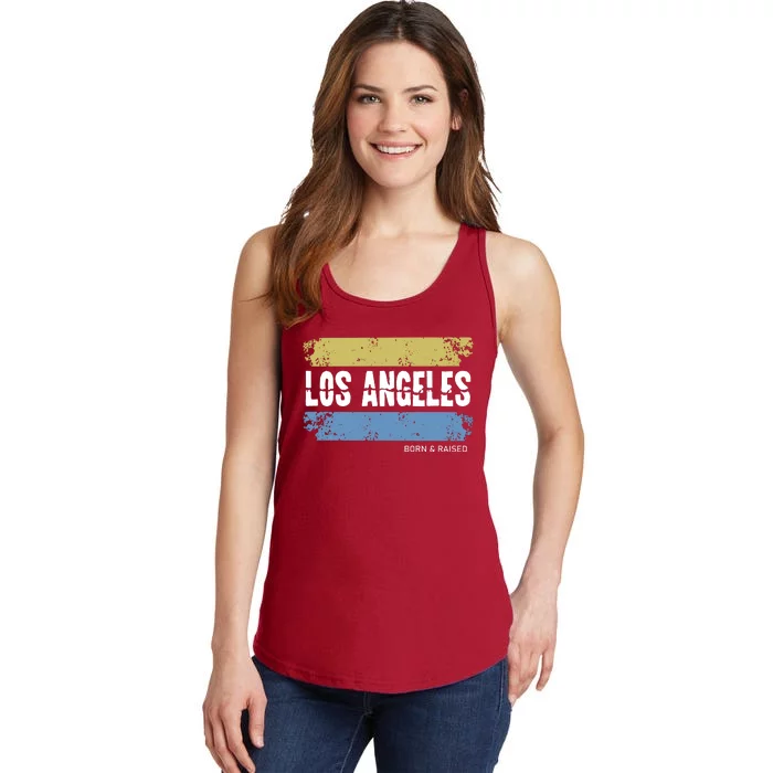 Born And Raised Los Angeles California Ladies Essential Tank