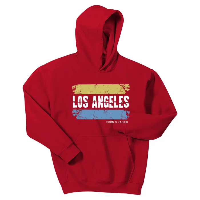 Born And Raised Los Angeles California Kids Hoodie