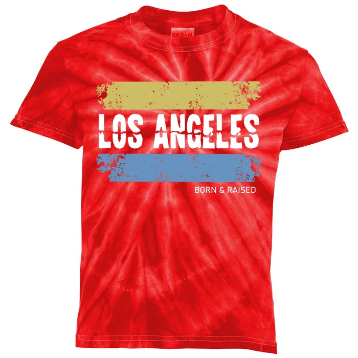 Born And Raised Los Angeles California Kids Tie-Dye T-Shirt