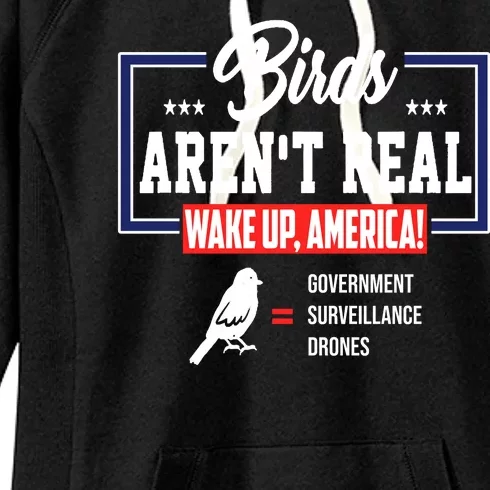 Birds Aren't Real Wake Up America Women's Fleece Hoodie