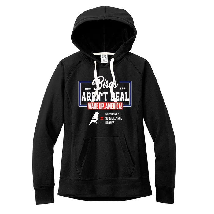 Birds Aren't Real Wake Up America Women's Fleece Hoodie