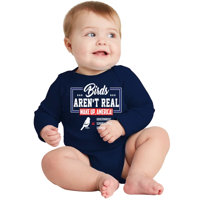 Birds Aren't Real Wake Up America Baby Long Sleeve Bodysuit