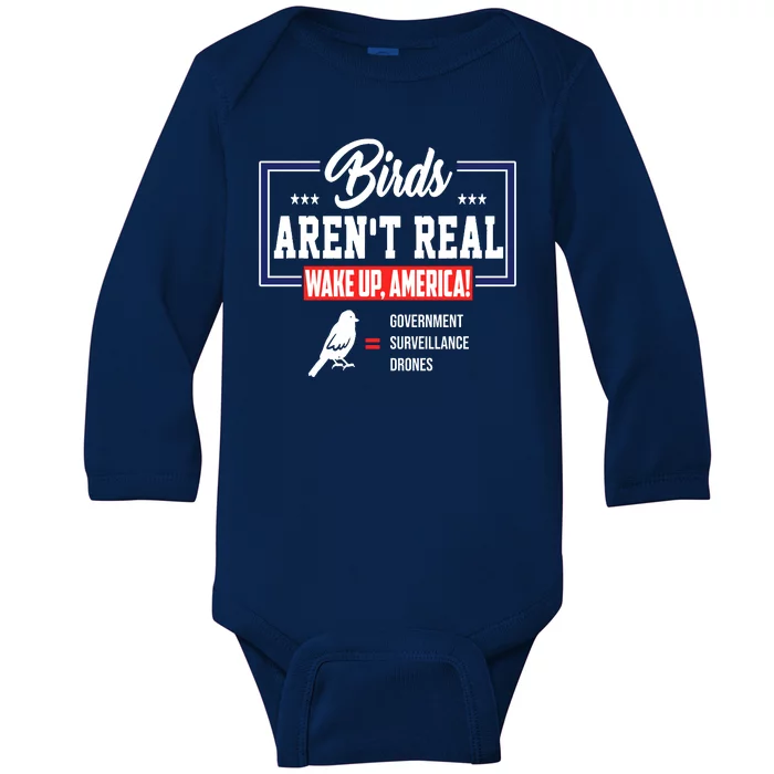 Birds Aren't Real Wake Up America Baby Long Sleeve Bodysuit