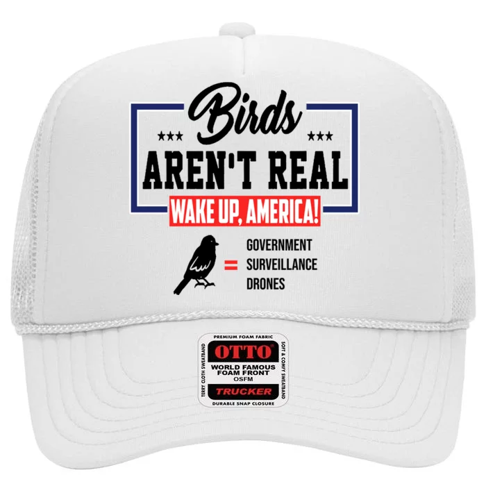 Birds Aren't Real Wake Up America High Crown Mesh Trucker Hat