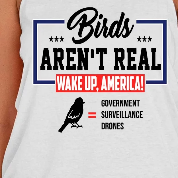 Birds Aren't Real Wake Up America Women's Knotted Racerback Tank