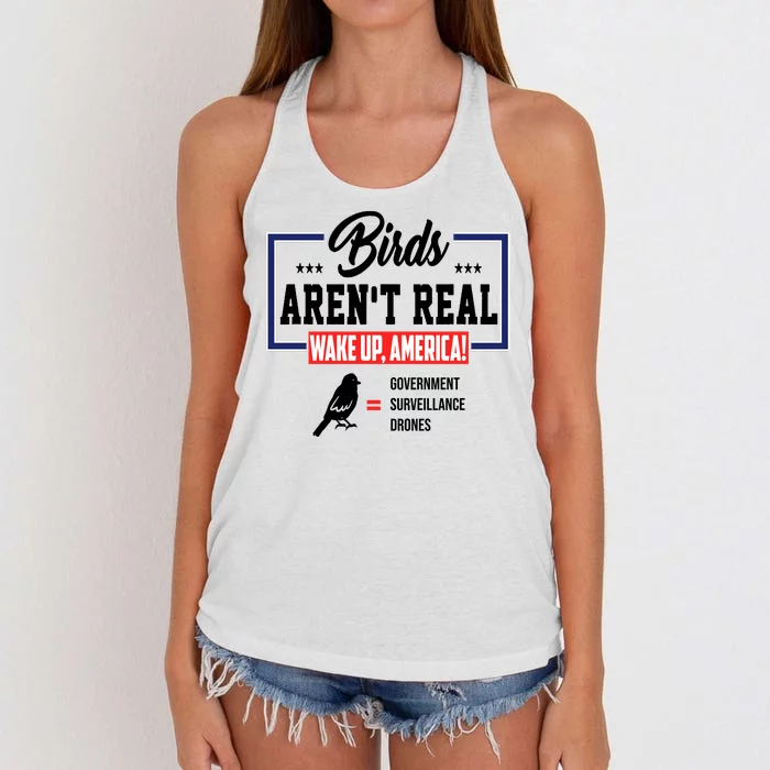 Birds Aren't Real Wake Up America Women's Knotted Racerback Tank