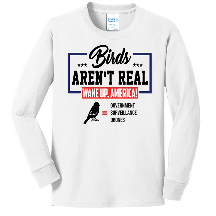 Birds Aren't Real Wake Up America Kids Long Sleeve Shirt