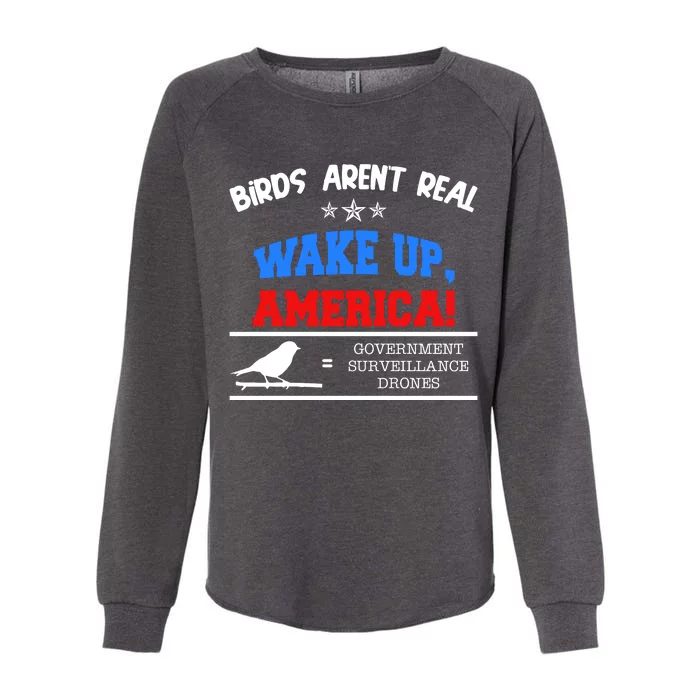 Birds Aren't Real Wake Up America Awareness Womens California Wash Sweatshirt