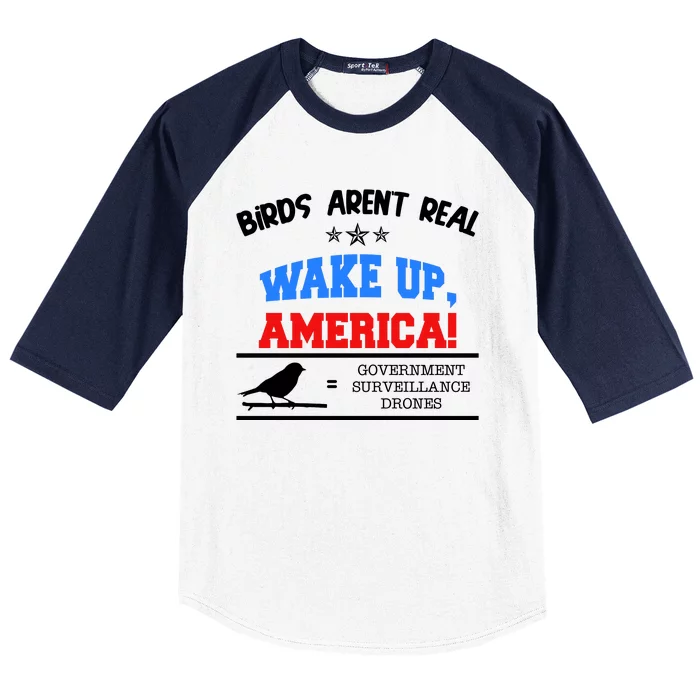 Birds Aren't Real Wake Up America Awareness Baseball Sleeve Shirt