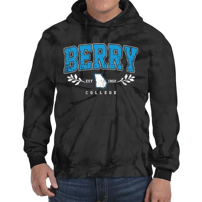 Berry Arch Retro College Athletic Sports Tie Dye Hoodie