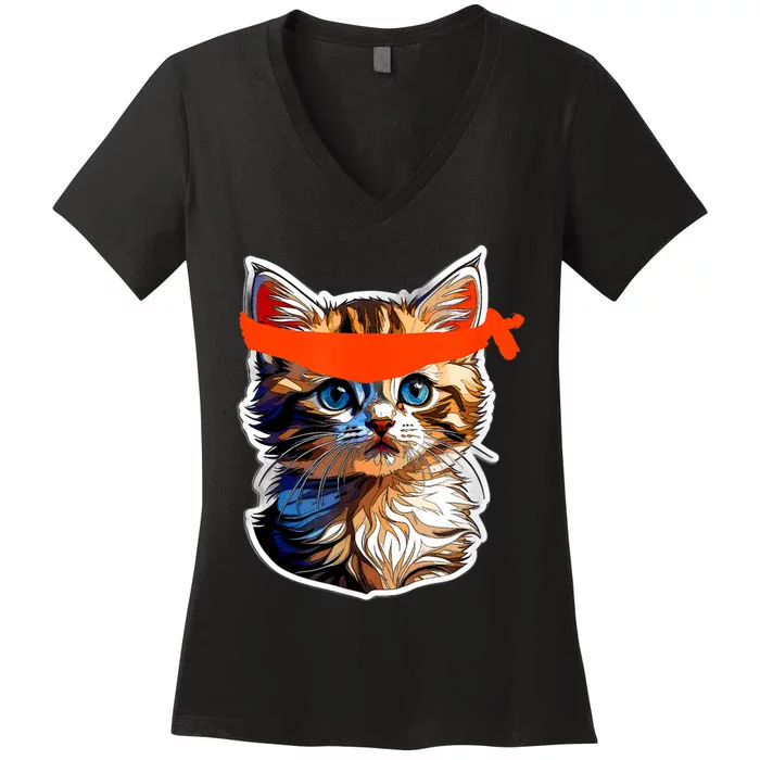 Be A Roaring Kitty Game The Stop Orange Bandana Meme Women's V-Neck T-Shirt