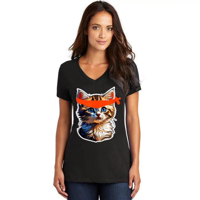 Be A Roaring Kitty Game The Stop Orange Bandana Meme Women's V-Neck T-Shirt