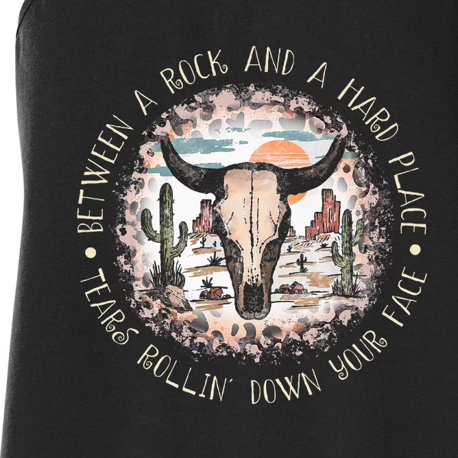 Between A Rock And A Hard Place Tears Rollin Down Sunshine Women's Racerback Tank