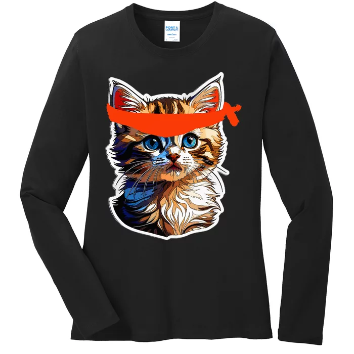 Be A Roaring Kitty Game The Stop Orange Bandana Ladies Long Sleeve Shirt