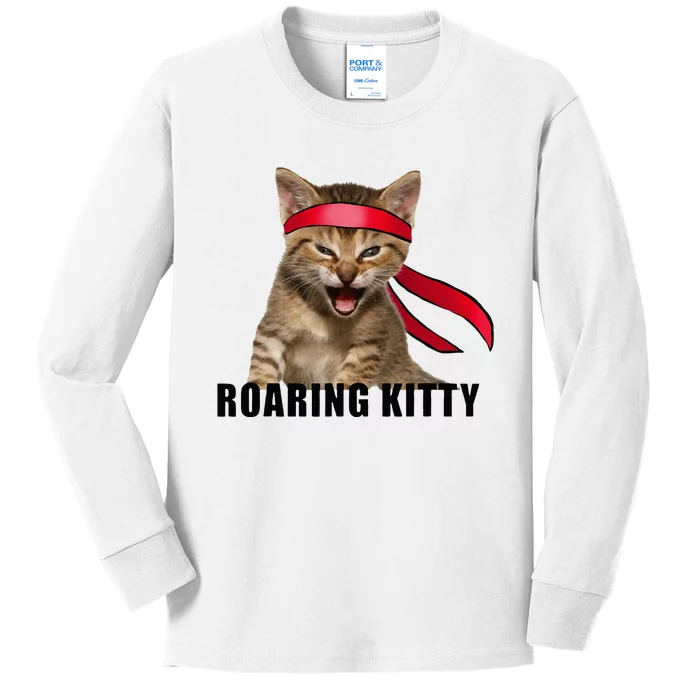 Be A Roaring Kitty Game The Stop Orange Bandana Kids Long Sleeve Shirt