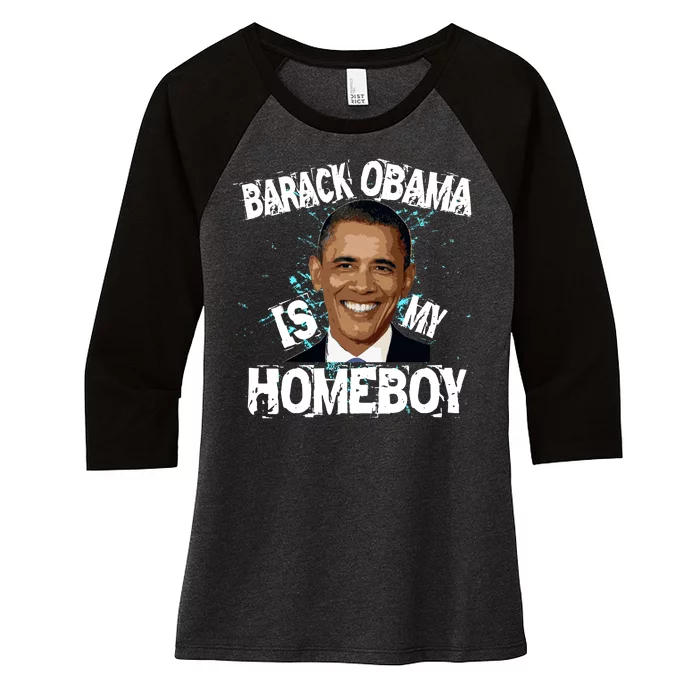 Barack Obama Is My Homeboy Women's Tri-Blend 3/4-Sleeve Raglan Shirt