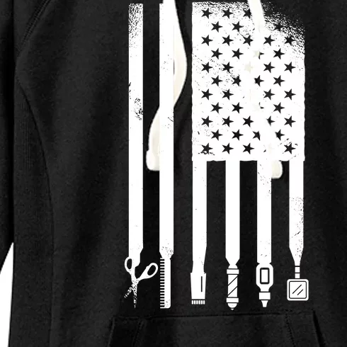 Barber Hair Style USA Flag Women's Fleece Hoodie