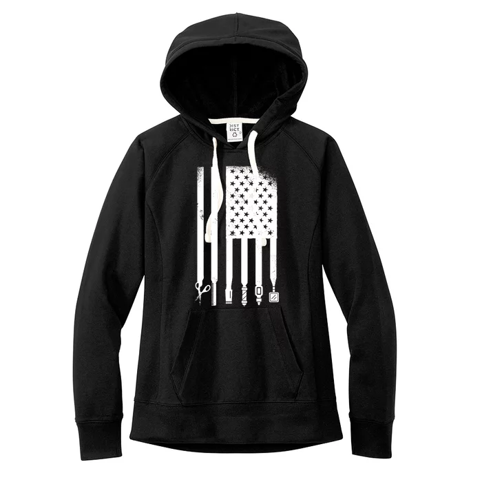 Barber Hair Style USA Flag Women's Fleece Hoodie