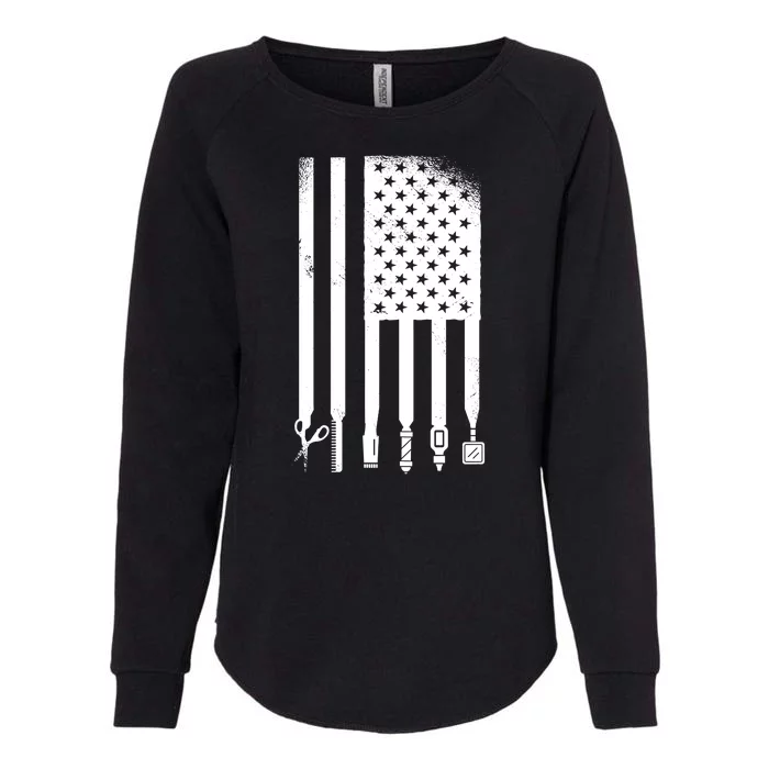 Barber Hair Style USA Flag Womens California Wash Sweatshirt