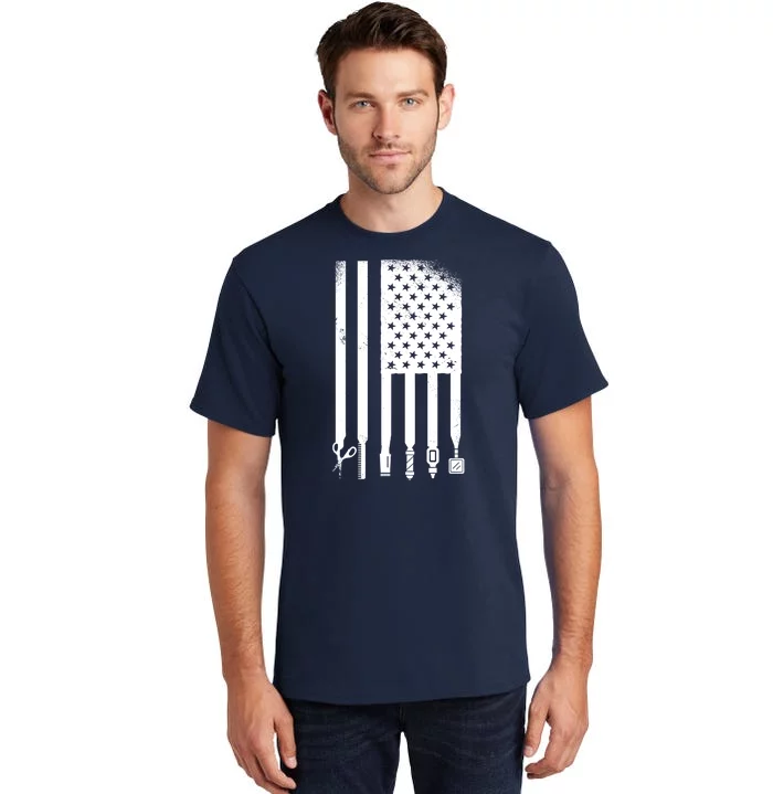 Barber Hair Style USA Flag Tall T-Shirt