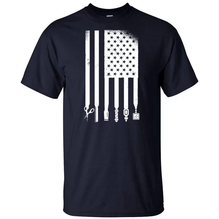 Barber Hair Style USA Flag Tall T-Shirt