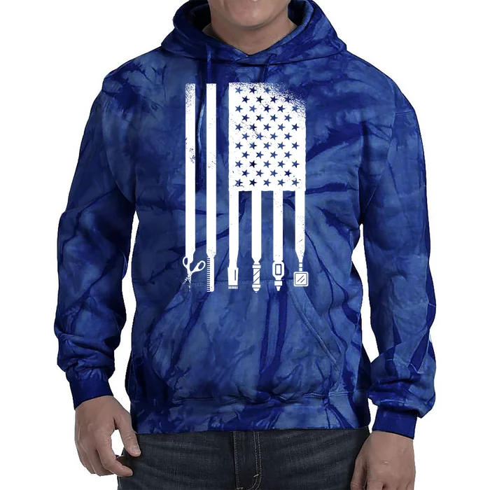 Barber Hair Style USA Flag Tie Dye Hoodie