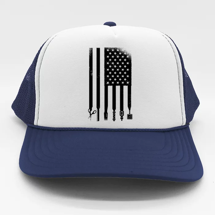 Barber Hair Style USA Flag Trucker Hat