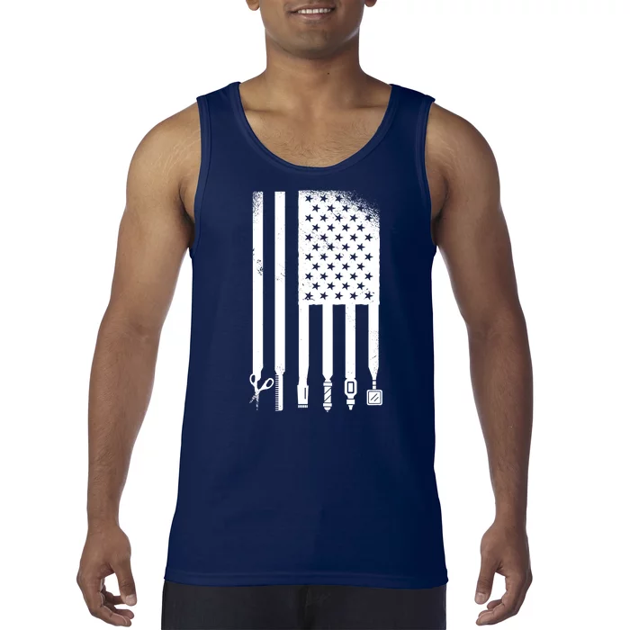 Barber Hair Style USA Flag Tank Top