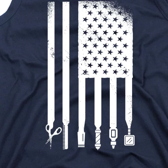 Barber Hair Style USA Flag Tank Top