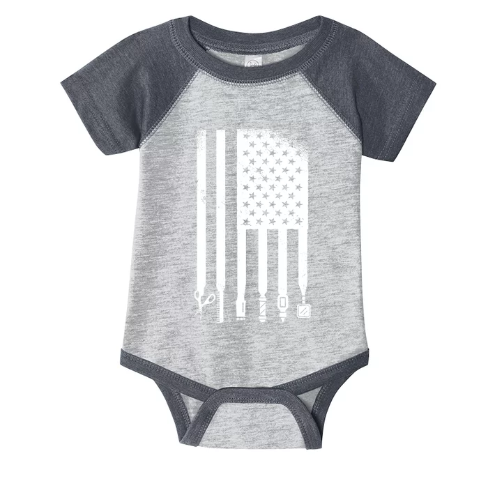 Barber Hair Style USA Flag Infant Baby Jersey Bodysuit