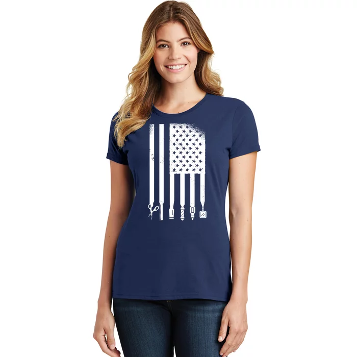 Barber Hair Style USA Flag Women's T-Shirt