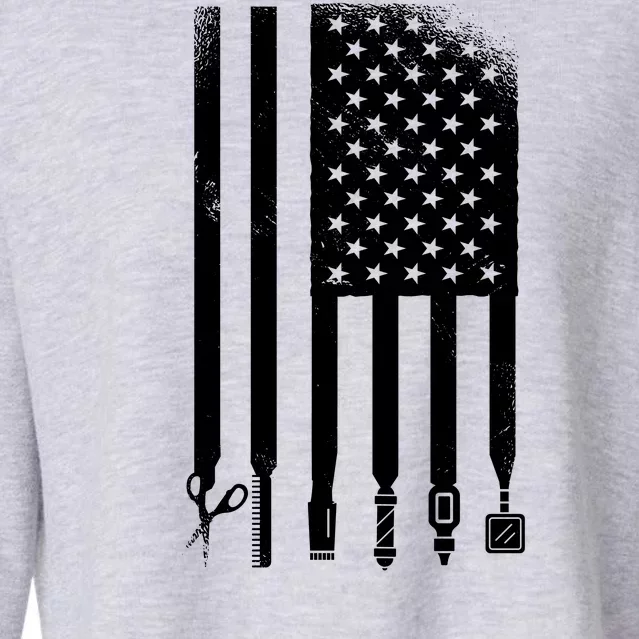 Barber Hair Style USA Flag Cropped Pullover Crew