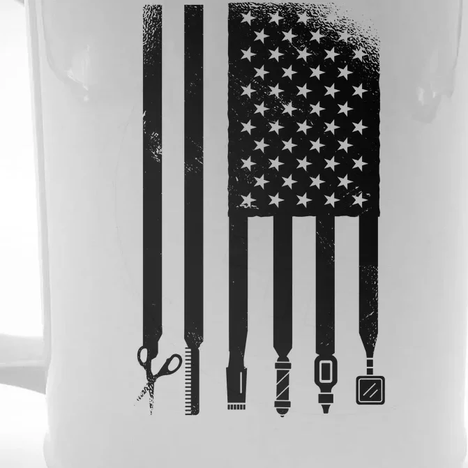 Barber Hair Style USA Flag Front & Back Beer Stein