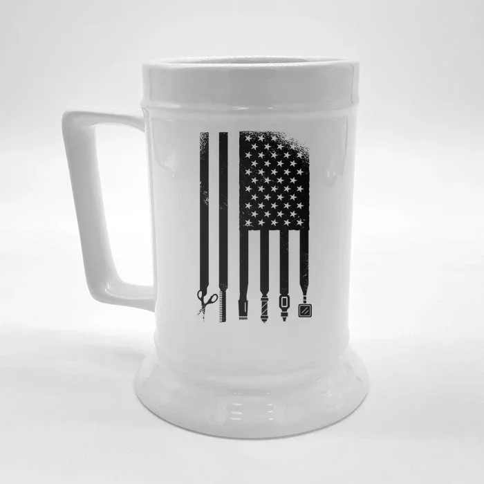 Barber Hair Style USA Flag Front & Back Beer Stein