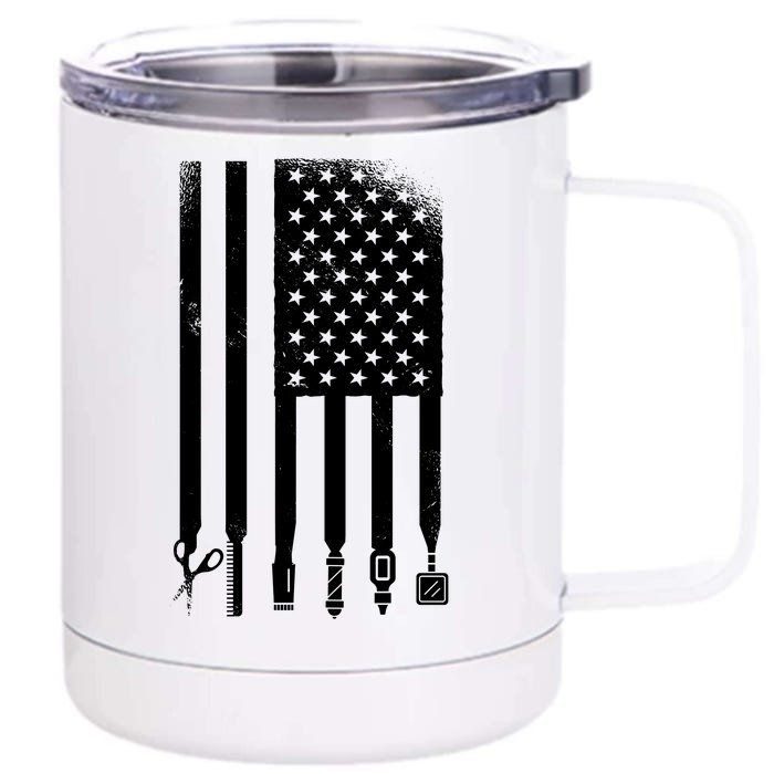 Barber Hair Style USA Flag Front & Back 12oz Stainless Steel Tumbler Cup