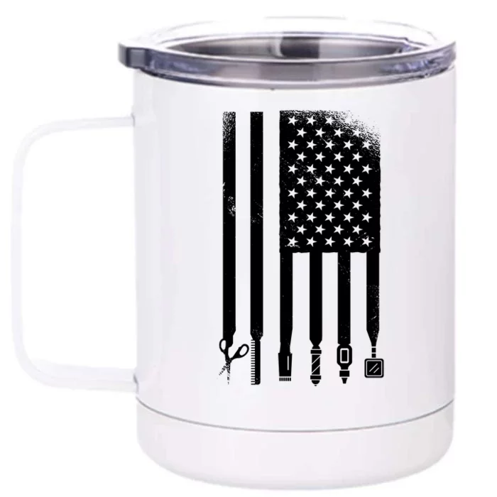 Barber Hair Style USA Flag Front & Back 12oz Stainless Steel Tumbler Cup