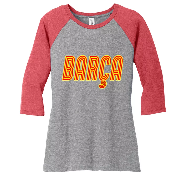 Barcelona Soccer Spain Barca Futbol Women's Tri-Blend 3/4-Sleeve Raglan Shirt