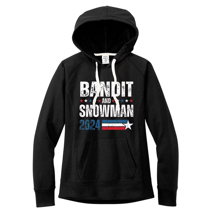 Bandit And Snowman 2024 Election Usa Flag Women's Fleece Hoodie