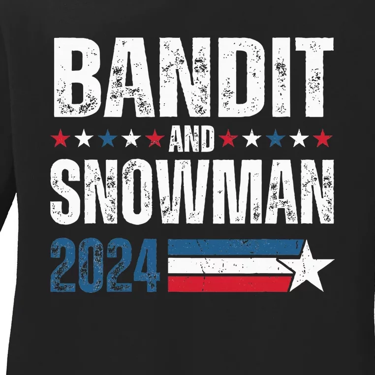 Bandit And Snowman 2024 Election Usa Flag Ladies Long Sleeve Shirt