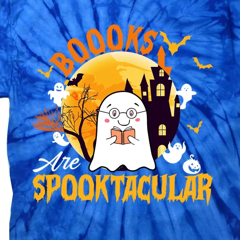 Boooks Are Spooktacular Cute Ghost Read Books Halloween Great Gift Tie-Dye T-Shirt