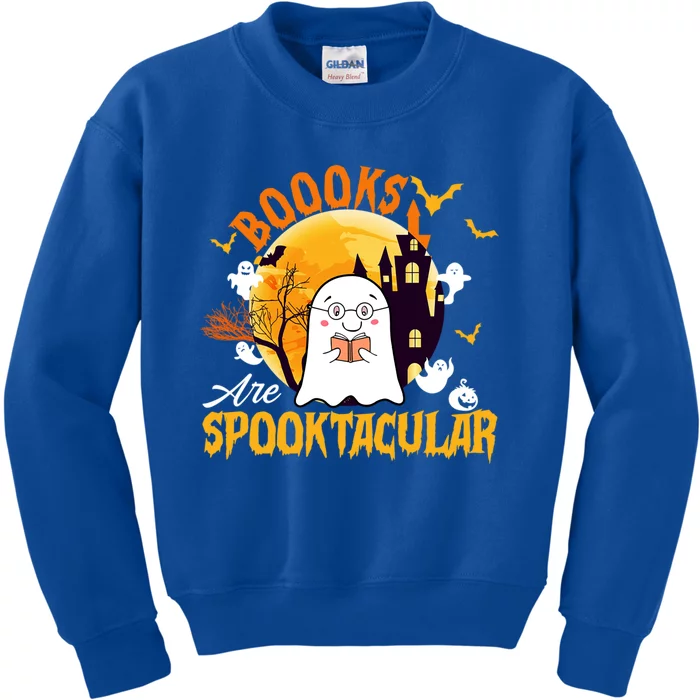 Boooks Are Spooktacular Cute Ghost Read Books Halloween Great Gift Kids Sweatshirt