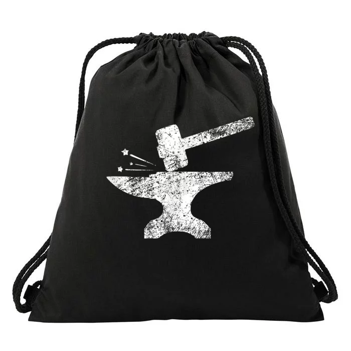 Blacksmith Anvil Striking Distressed Vintage Drawstring Bag